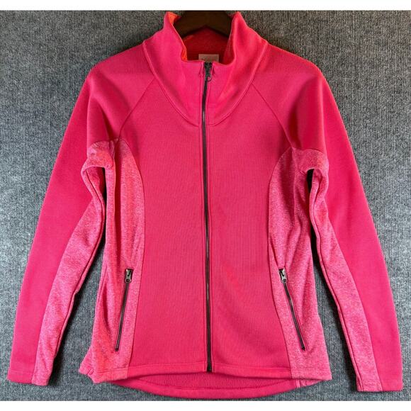 Women's Columbia Fleece Zipper Jacket Medium Punch Pink - Picture 1 of 3